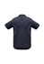 A navy short sleeve polo with blue accents and a logo on the back. Ideal for kids' casual wear.