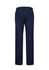 Navy women's adjustable waist pants with a straight-leg fit and a back view. Features a logo on the waistband.