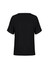 A black women's short sleeve T-top featuring a simple design and a logo.