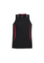 A black singlet featuring red accents and a logo. Designed for men, with a sleeveless style.