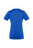 A blue women's short sleeve tee featuring a fitted design and a logo on the back.
