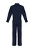 A navy lightweight cotton drill overall featuring long sleeves and a full back design, suitable for uniforms.