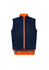 A waterproof jacket featuring a navy exterior with an orange interior, designed for workwear. Includes a logo.