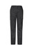 Black women's essential basic stretch cargo pants with pockets and a logo.