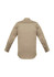 A long-sleeve, stretch shirt in beige, featuring a back yoke and buttoned cuffs. Includes branding on the label.
