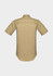 A short-sleeve shirt in a khaki colour with a straight-cut back and a logo.