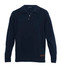 A dark navy jersey featuring a quarter zip and a logo on the side. Perfect for sports and casual wear.