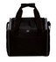 A black insulated cooler bag with two handles and a shoulder strap, featuring a textured design.