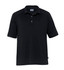 A black men's polo shirt with a collar, featuring short sleeves and a small logo.