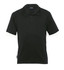 Merino short sleeve polo in black with contrasting light-coloured sleeves, featuring a logo on the chest.