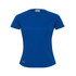 A women's blue Dri Gear plain raglan tee with short sleeves and a subtle logo on the hem.