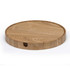 A round wooden placemat in a light timber finish, featuring a smooth surface and a groove design around the edge.