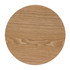 A circular wooden placemat in light brown, showcasing a smooth surface and natural wood grain.