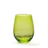 A green wine glass with a smooth, curved design, featuring a clear base and transparent finish.