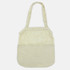 A light-coloured cotton shopping tote with a mesh top and sturdy handles, featuring a logo.