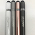 Four metal pens in white, silver, rose gold, and black, featuring a branding logo on each pen.