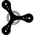 A black tripod-shaped device with three curved arms and a central circular piece, featuring holes for grip.