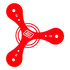 A red Tripod Boomerang with three elongated arms and a central circular design, featuring a logo.