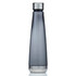 A drink bottle made of transparent grey Tritan, featuring a stainless steel lid and base, with a simple, sleek design.