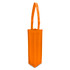 An orange non-woven single wine tote bag with a long handle and a rectangular shape. It features a logo.
