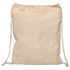 A cream-coloured Calico drawstring bag with a simple design and a drawstring closure. It features a logo.