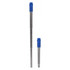 A stainless steel telescopic straw with a blue silicone tip, displayed in extended and collapsed positions.