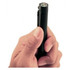 A black stylus pen held in a hand, featuring a built-in compass at the top.