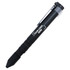 A black stylus pen featuring a retractable tip and a clip, with space for a logo.