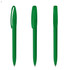 A set of green plastic pens with a simple design and a clip on each pen. The pens have a glossy finish.