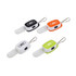 A mini key light in black, orange, and green, featuring a clip and a logo.