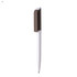 A plastic pen featuring a white barrel and a brown clip, with a logo on the barrel.
