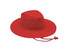A red Poly Cotton Slouch Hat with a wide brim and a chin strap, featuring ventilation holes.