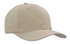 A beige breathable poly twill cap featuring a curved brim and a logo.