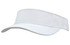 A white sports mesh visor featuring a wide brim and a breathable design, complete with a logo on the band.