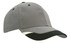 A grey cap with black peak inserts and printed trim. The cap features a logo on the front.