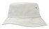 A white brushed sports twill bucket hat featuring a soft brim and a small logo detail.