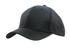 A black sports cap with a structured design and a curved brim, featuring a logo.