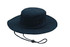 A navy brushed heavy cotton hat with a wide brim and a drawstring. Features small ventilation eyelets and a logo.