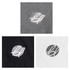 Three turtleneck sweaters in black, white, and grey, each featuring an embroidered logo.