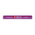 A purple reflective slap band featuring a logo and text promoting Australian Catholic University.
