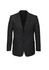 A black men's classic blazer featuring a two-button closure and a single chest pocket.