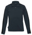 A men's pullover in navy with black contrast inserts and a quarter zip. Features raglan sleeves and a brand logo.
