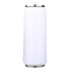 A drink bottle in a sleek white design with a silver lid, featuring a branding logo.