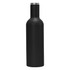 A drink bottle in matte black finish with a stainless steel lid and a sleek, modern design.