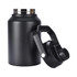 A drink bottle in matte black with a metallic cap and a sturdy handle, featuring a removable lid and a spout.
