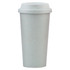 A drink bottle in light green with a smooth finish and a matching lid. Features a logo on the surface.