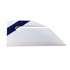 A white ruler letter opener with a blue stripe, featuring measurement markings along one edge.