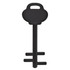 A black mobile key stand with a key shape design and a handle for easy grip.