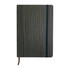 A5 Wood Look Notebook featuring a textured brown and green cover with an elastic closure and a ribbon bookmark.