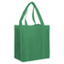 A green non-woven shopping bag with two handles and a simple design.